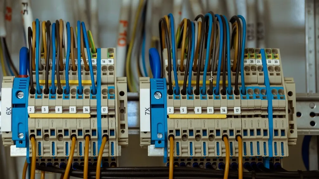 Bornes de um quadro elétrico